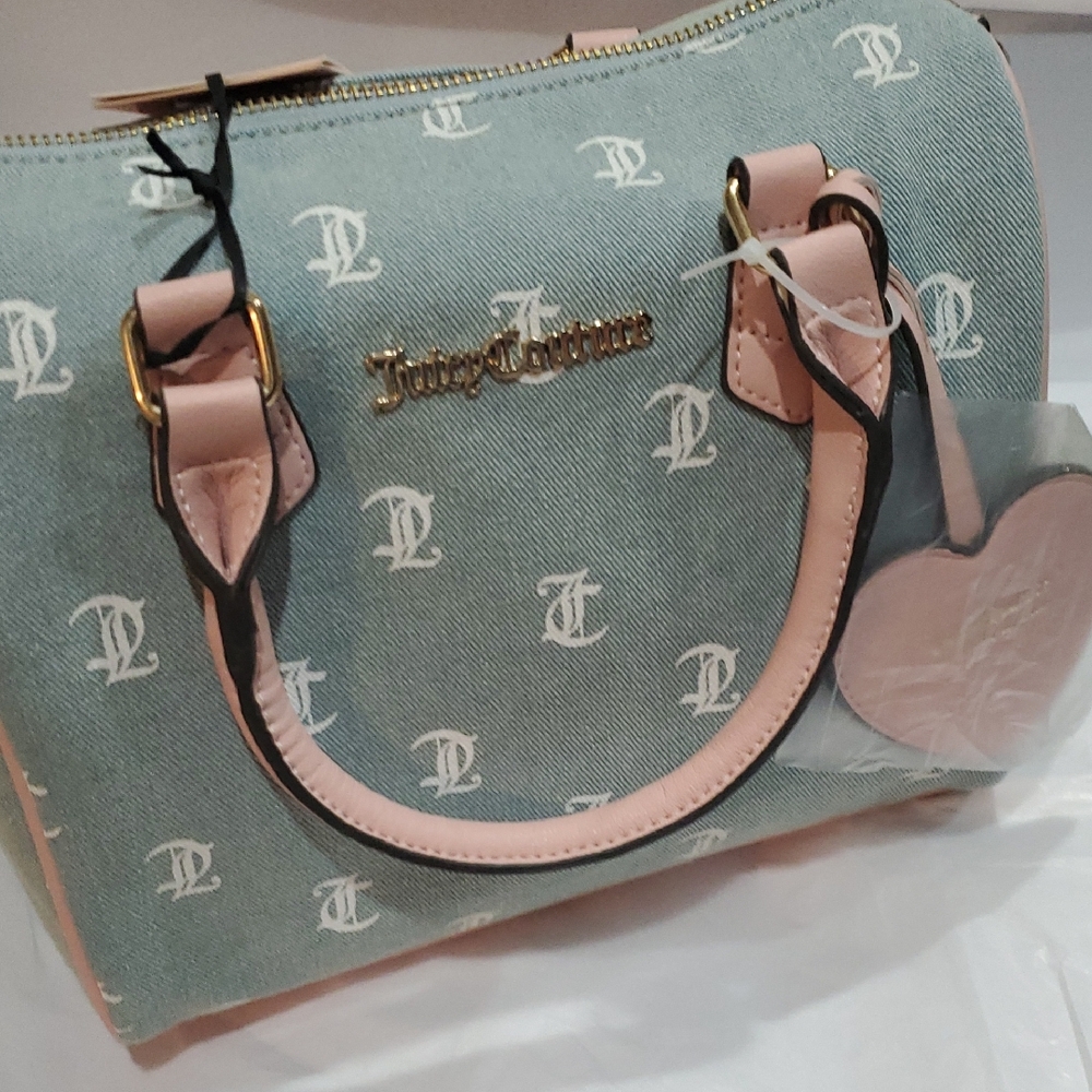 Juicy Couture gothic denim white pink bestseller fame satchel crossbody bag new